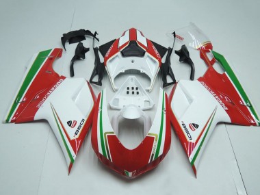 Online 2007-2014 Ducati 1098 Motorcycle Fairings - White Red Green Stripe Canada