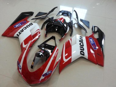Online 2007-2014 Ducati 848 1098 1198 Motorcycle Fairings - White Red Glossy Black Tim Canada