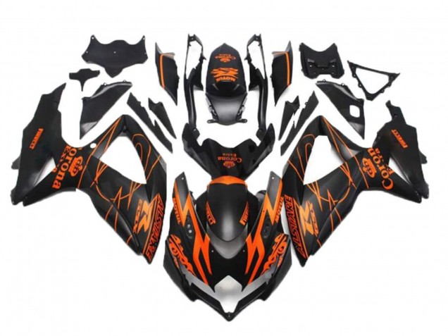 2008-2010 Suzuki GSXR 600/750 Motorcycle Fairings - Matte Black Orange Alstare Corona Motul Canada