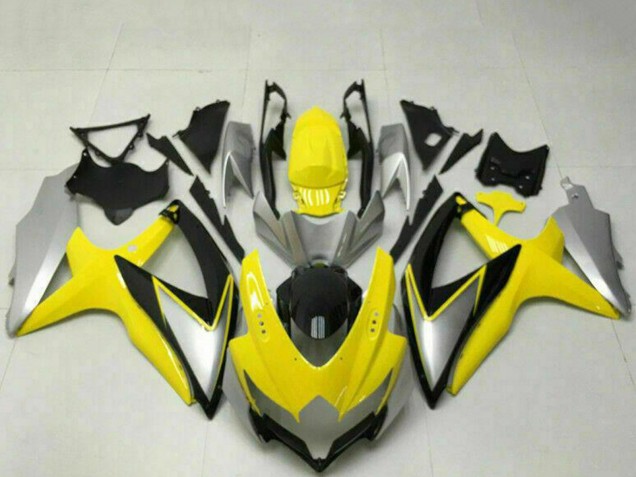 2008-2010 Suzuki GSXR 600/750 Motorcycle Fairings - Yellow Silver Glossy Black Canada