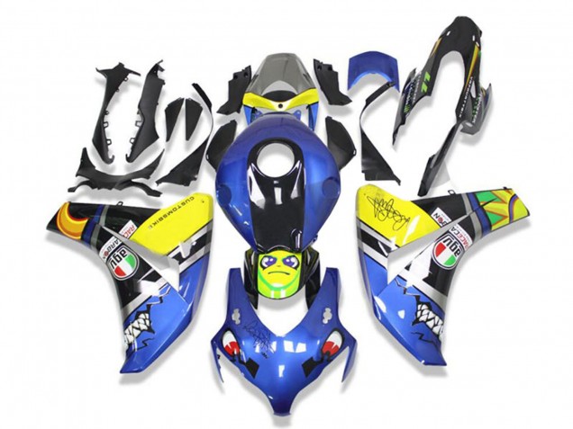 2008-2011 Honda CBR1000RR Motorcycle Fairings - Blue Yellow Glossy Black Shark Canada