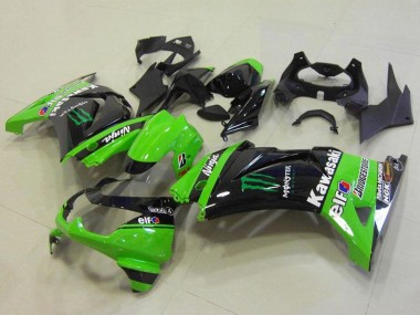 Online 2008-2012 Kawasaki ZX250R Motorcycle Fairings - Green Glossy Black Elf Monster Bridgestone Canada