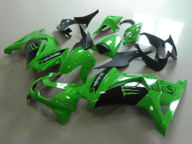 Online 2008-2012 Kawasaki ZX250R Motorcycle Fairings - Green Glossy Black Monster Canada