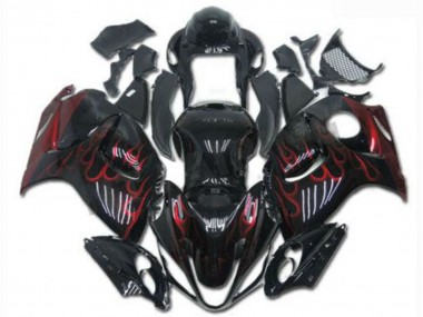 Online 2008-2020 Suzuki GSXR 1300 Hayabusa Motorcycle Fairings - Glossy Black Red Flame Canada