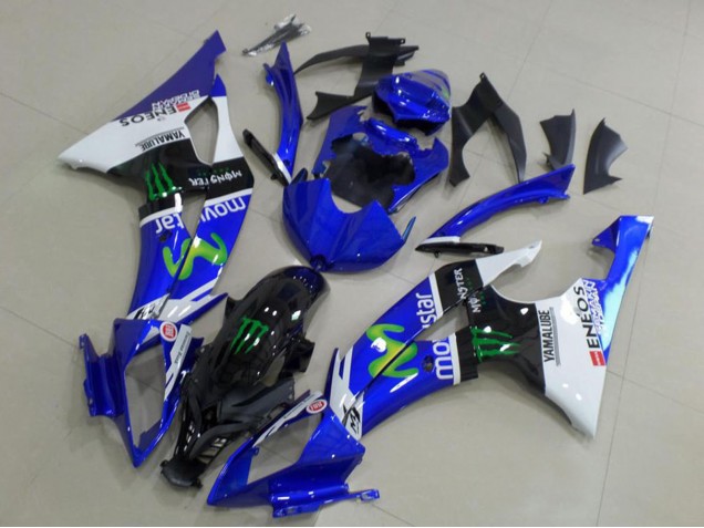 2008-2016 Yamaha YZF R6 Motorcycle Fairings - White Blue Glossy Black Green Monster MoviStar Canada
