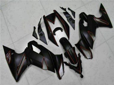 Online 2009-2011 Kawasaki EX650 Motorcycle Fairings - Matte Black Red Stripe Canada