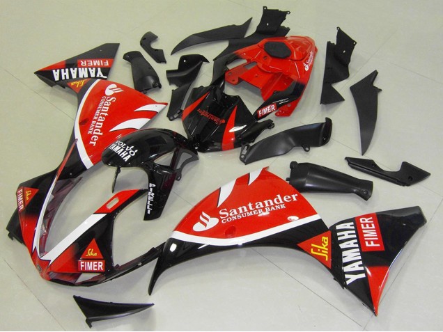 2009-2011 Yamaha YZF R1 Motorcycle Fairings - Red Black White Santander Fimer Canada