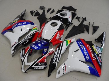 Online 2009-2012 Honda CBR600RR Motorcycle Fairings - White Red Blue Glossy Black EuroBet Lee Star Canada