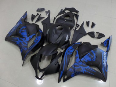 Online 2009-2012 Honda CBR600RR Motorcycle Fairings - Matte Black Blue Skull Canada