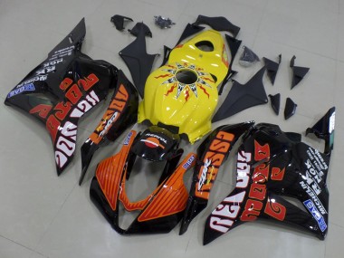 Online 2009-2012 Honda CBR600RR Motorcycle Fairings - Yellow Orange Glossy Black Rossi Racing Canada
