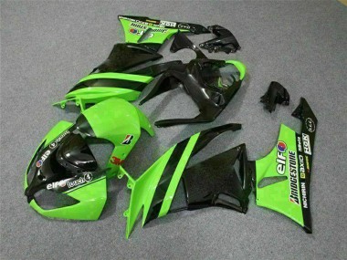 Online 2009-2012 Kawasaki ZX6R Motorcycle Fairings - Green Glossy Black Elf Touch4 Bridgestone Canada
