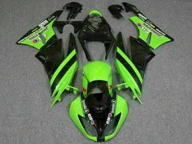 Online 2009-2012 Kawasaki ZX6R Motorcycle Fairings - Green Glossy Black Elf Touch4 Bridgestone Canada