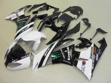 Online 2009-2012 Kawasaki ZX6R Motorcycle Fairings - White Glossy Black Green Elf Touch4 Monster Bridgestone Canada