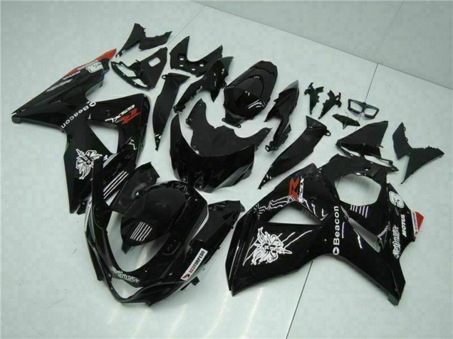 2009-2016 Suzuki GSXR 1000 Motorcycle Fairings - Glossy Black Red Beacon Motul Canada