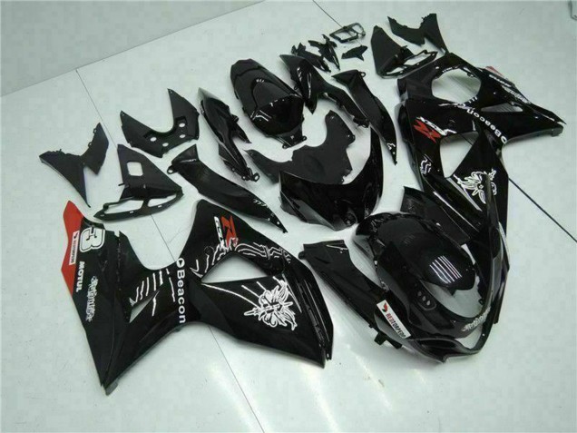 2009-2016 Suzuki GSXR 1000 Motorcycle Fairings - Glossy Black Red Beacon Motul Canada