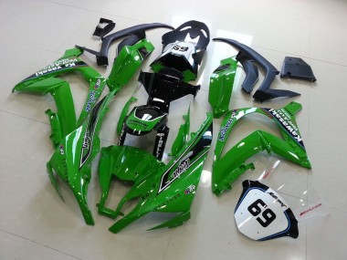 Online 2011-2015 Kawasaki ZX10R Motorcycle Fairings - Green Glossy Black Elf Henleys Vent-Axia 69 Canada