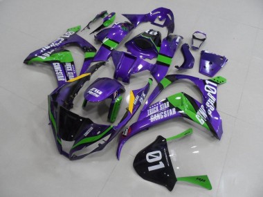 Online 2011-2015 Kawasaki ZX10R Motorcycle Fairings - Purple Green Black White Trick Star Gangstar Eva Racing 01 Canada