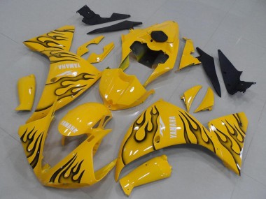 Online 2012-2014 Yamaha YZF R1 Motorcycle Fairings - Yellow Black Flame Canada