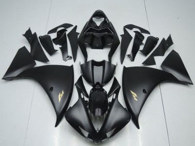Online 2012-2014 Yamaha YZF R1 Motorcycle Fairings - Glossy Black Matte Black Gold Decals Canada