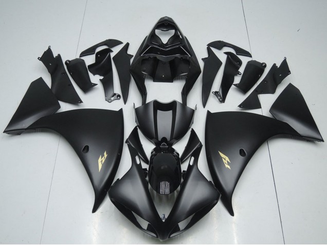 2012-2014 Yamaha YZF R1 Motorcycle Fairings - Glossy Black Matte Black Gold Decals Canada