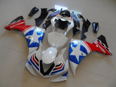 Online 2012-2014 Yamaha YZF R1 Motorcycle Fairings - White Blue Red Black Star Canada