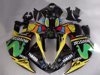 Online 2012-2014 Yamaha YZF R1 Motorcycle Fairings - Glossy Black Yellow Green White Blue MoviStar Monster Canada