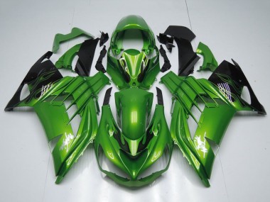 Online 2012-2024 Kawasaki ZX14R ZZR1400 Motorcycle Fairings - Green Glossy Black Flame White Ninja Canada