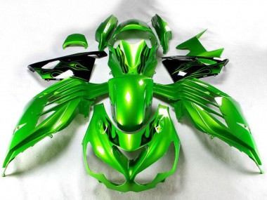 Online 2012-2024 Kawasaki ZX14R ZZR1400 Motorcycle Fairing - Green Glossy Black Canada