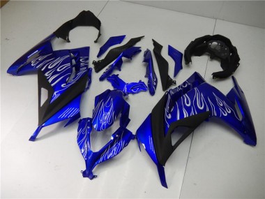 Online 2013-2024 Kawasaki Ninja 300 EX300R Motorcycle Fairings - Blue Black White Flame Canada