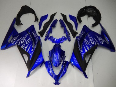 Online 2013-2024 Kawasaki Ninja 300 EX300R Motorcycle Fairings - Blue Black White Flame Canada
