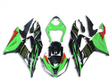 Online 2013-2018 Kawasaki ZX6R Motorcycle Fairings - Green Glossy Black Red Honeycomb Canada