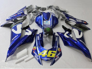 Online 2017-2023 Yamaha YZF R6 Motorcycle Fairings - White Blue Green Monster MoviStar Canada