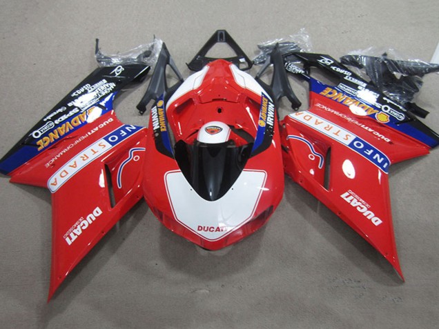 2007-2014 Ducati 1098 Motorcycle Fairings - Red White Black Info Strada Advance Canada