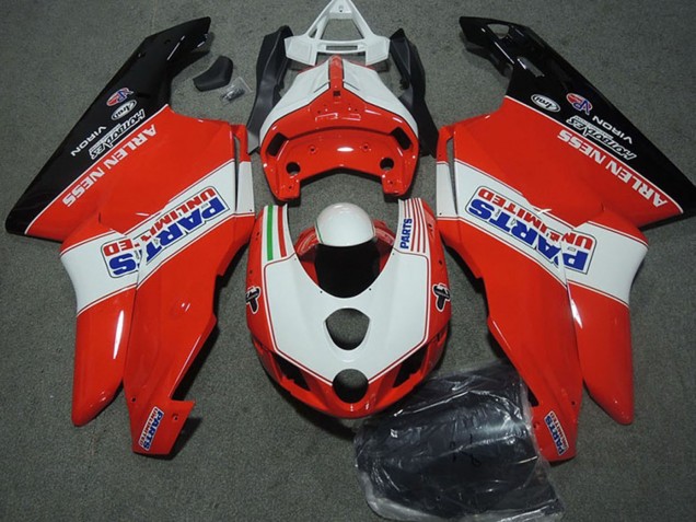 2003-2004 Ducati 749 999 Motorcycle Fairings - White Red Glossy Black Parts Unlimited Canada