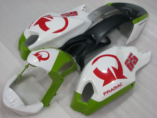 2008-2012 Ducati Monster 696 Motorcycle Fairings - White Green Red Pramac 65 Canada