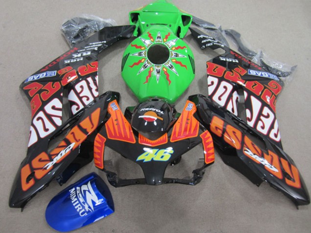 2004-2005 Honda CBR1000RR Motorcycle Fairings - Orange Green Rossi Glossy Black Repsol Rossi 46 Canada