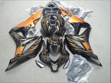 Online 2004-2005 Honda CBR1000RR Motorcycle Fairings - Glossy Black Gold Flame Canada