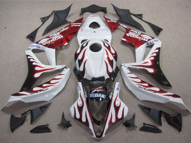 Online 2004-2005 Honda CBR1000RR Motorcycle Fairings - White Red Glossy Black Flame SHARK Canada