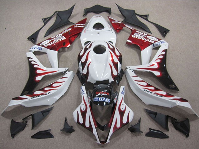2004-2005 Honda CBR1000RR Motorcycle Fairings - White Red Glossy Black Flame SHARK Canada