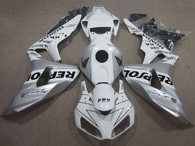 2006-2007 Honda CBR1000RR Motorcycle Fairing - White Silver Black Repsol Canada