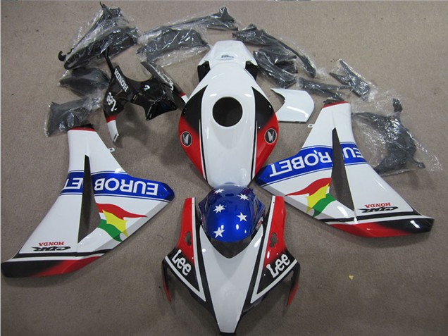 2006-2007 Honda CBR1000RR Motorcycle Fairings - White Red Blue Star Carrera EuroBet Lee Canada