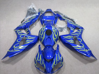 Online 2006-2007 Honda CBR1000RR Motorcycle Fairings - Blue Green Flame Canada