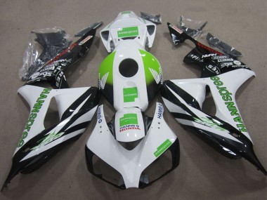 Online 2006-2007 Honda CBR1000RR Motorcycle Fairings - White Green Glossy Black Hannspree Canada