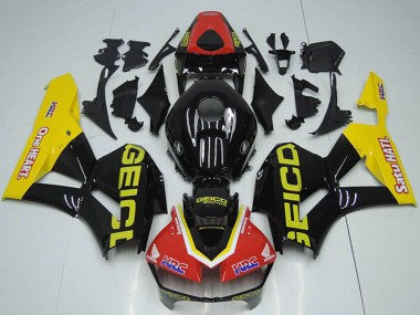 Online 2012-2016 Honda CBR1000RR Motorcycle Fairings - Red Yellow Glossy Black HRC One Heart GEICO Canada