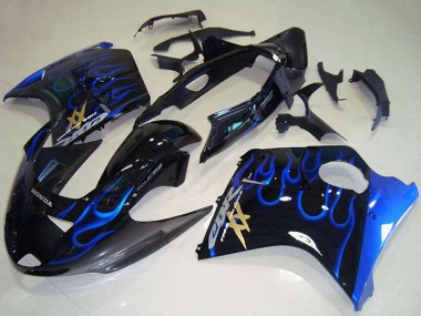 Online 1996-2007 Honda CBR1100XX Blackbird Abs Motorcycle Fairings - Glossy Black Blue Flame Canada