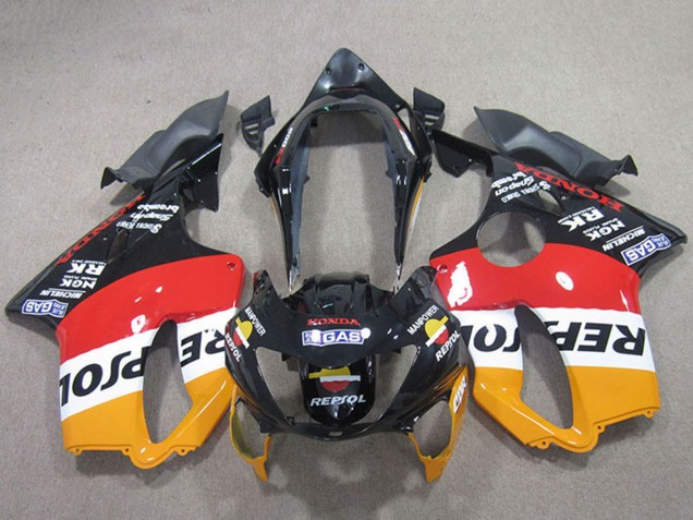 1999-2000 Honda CBR600 F4 Motorcycle Fairings - Orange White Red Glossy Black Repsol Canada