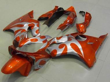 Online 2004-2007 Honda CBR600 F4i Motorcycle Fairings - Silver Orange Flame Canada