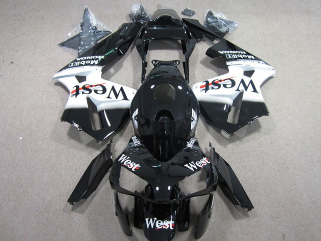 2003-2004 Honda CBR600RR Motorcycle Fairings - Glossy Black White West Canada