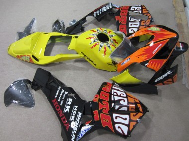 Online 2003-2004 Honda CBR600RR Motorcycle Fairings - Yellow Orange Glossy Black Rossi Repsol 46 Canada