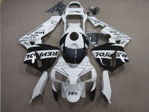 2003-2004 Honda CBR600RR Motorcycle Fairings - White Glossy Black Repsol Canada